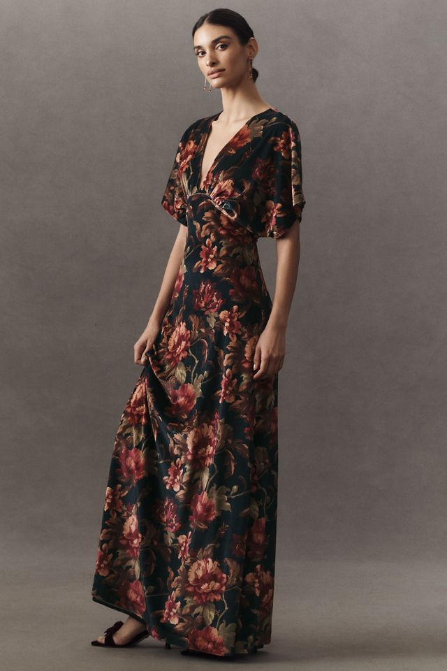 BHLDN Amelia Deep-V Stretch Velvet Maxi Dress #3