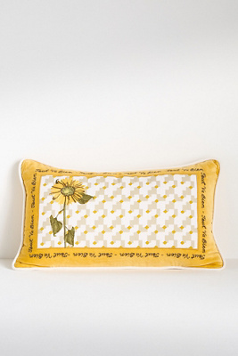 Anthropologie Violette Cotton Embroidered Pillow