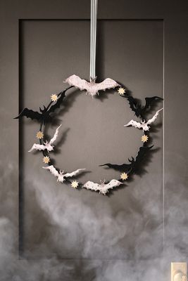 Florence Balducci Black Cat Bats Halloween Wreath