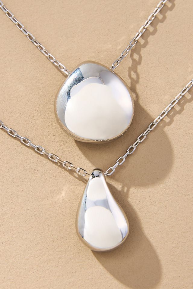 Curved Pendant Necklaces, Set of 2 #2