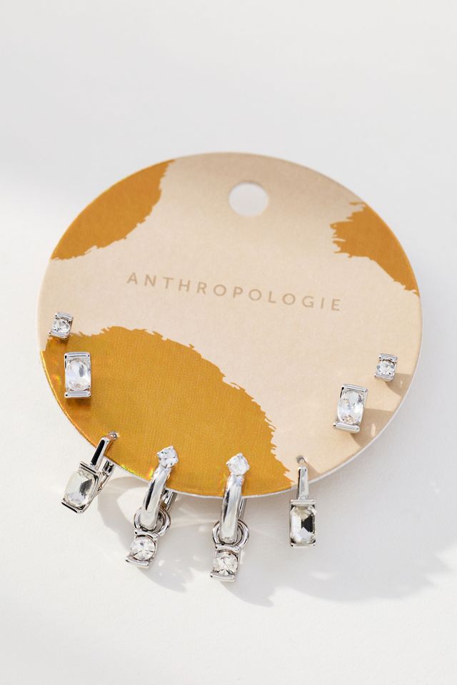 Crystal Post & Huggie Hoop Earrings, Set of 4 #1