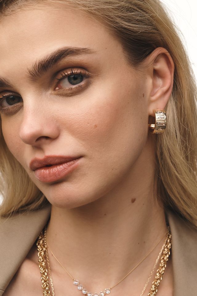 Thick Crystal Hoop Earrings #1