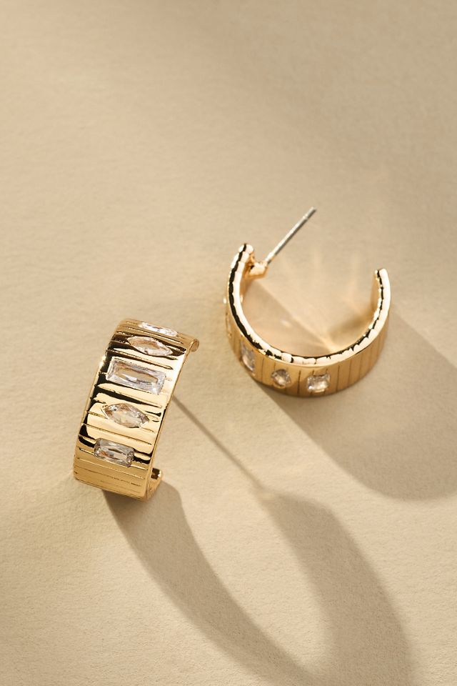 Thick Crystal Hoop Earrings #2
