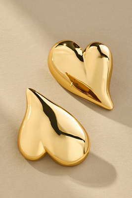 Jenny Bird Mega Art Heart Button Earrings In Gold
