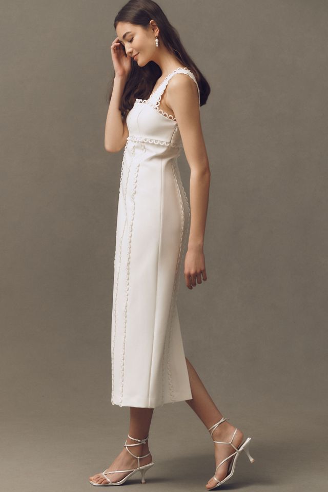 パーティードレス BHLDN Larisa Square-Neck Stretch Crepe Midi Dress BHLDN Larisa Square-Neck Long-Sleeve Stretch Crepe Midi