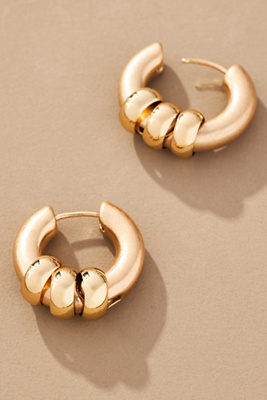 By Anthropologie Thick Charmed Huggie Hoop Earrings In Gold