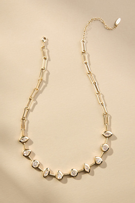 By Anthropologie Paperclip Crystal Necklace In Gold