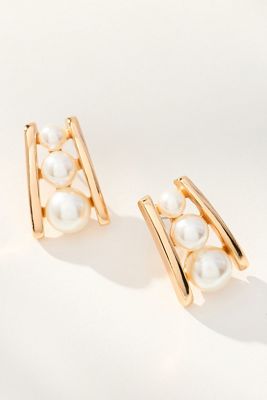 Pearl Ladder Post Earrings
