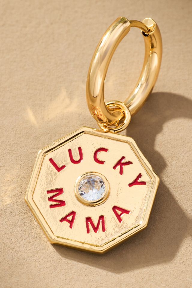 Lucky Mama Charm Huggie Hoop Earrings #3