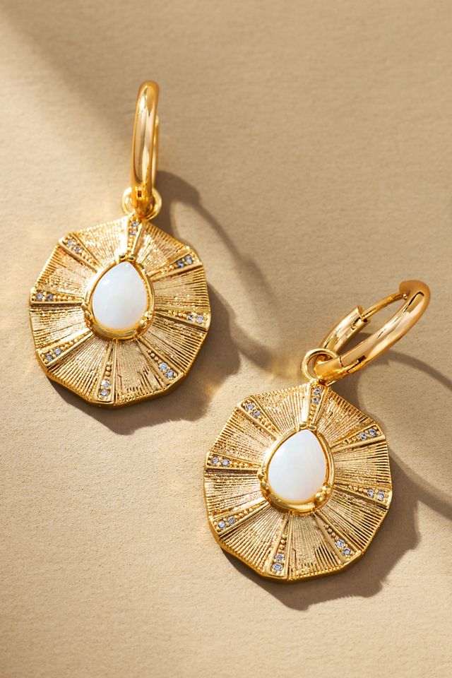 Circled Stone Huggie Earrings #2