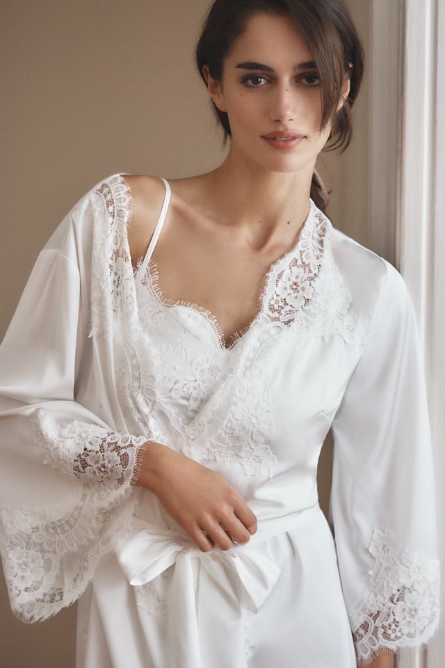 Homebodii Sian Lace-Trim Satin Mini Robe #2