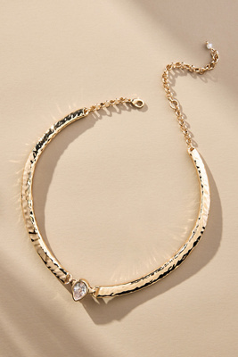 By Anthropologie Metal Crystal Collar Necklace In Gold