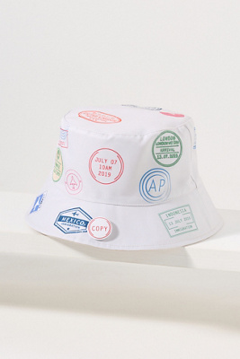 Coney Island Picnic Souvenir Patch Bucket Hat In White