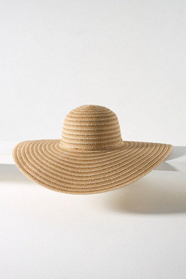 Anthropologie Floppy Straw Sun Hat In Gold