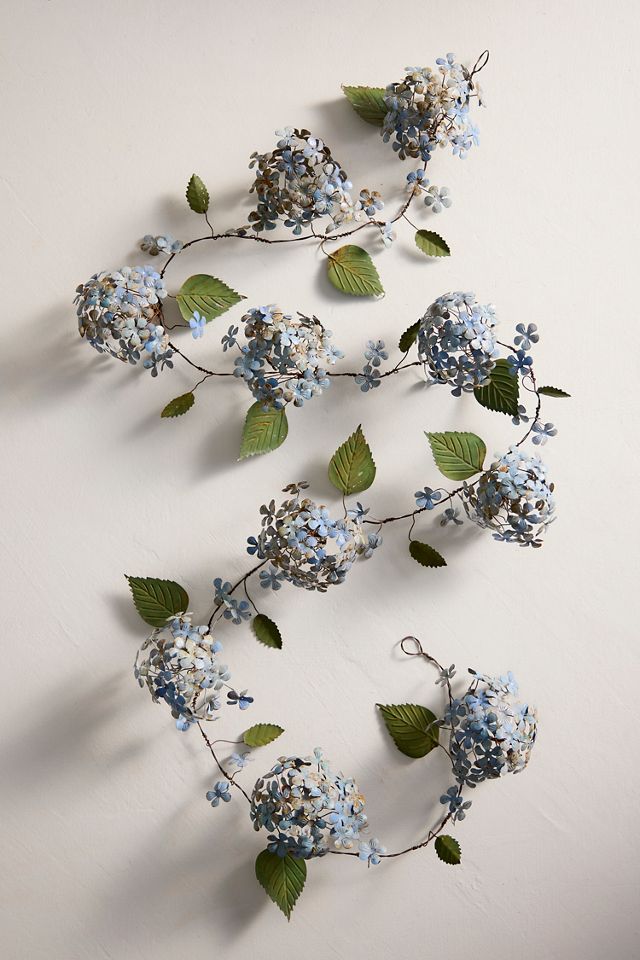 Blue Hydrangea Iron Garland #2