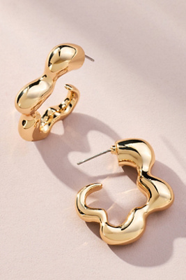 By Anthropologie Bubbled Oblong Hoop Earrings In Gold