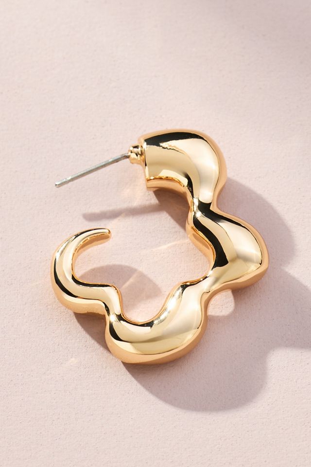 Bubbled Oblong Hoop Earrings #3