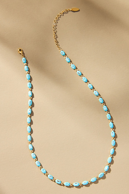By Anthropologie Sporty Epoxy Necklace In Blue