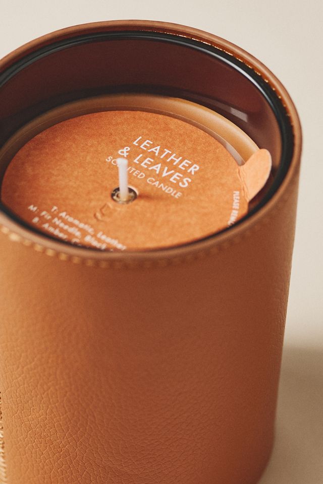 Icon Embossed Woody Leather & Leaves Glass Candle #2
