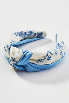 By Anthropologie Everly Toile Knot Headband In Blue