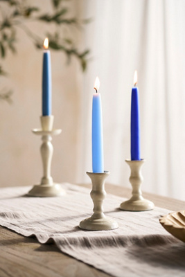 Anthropologie Unscented Taper Candle Set, Mixed Blues