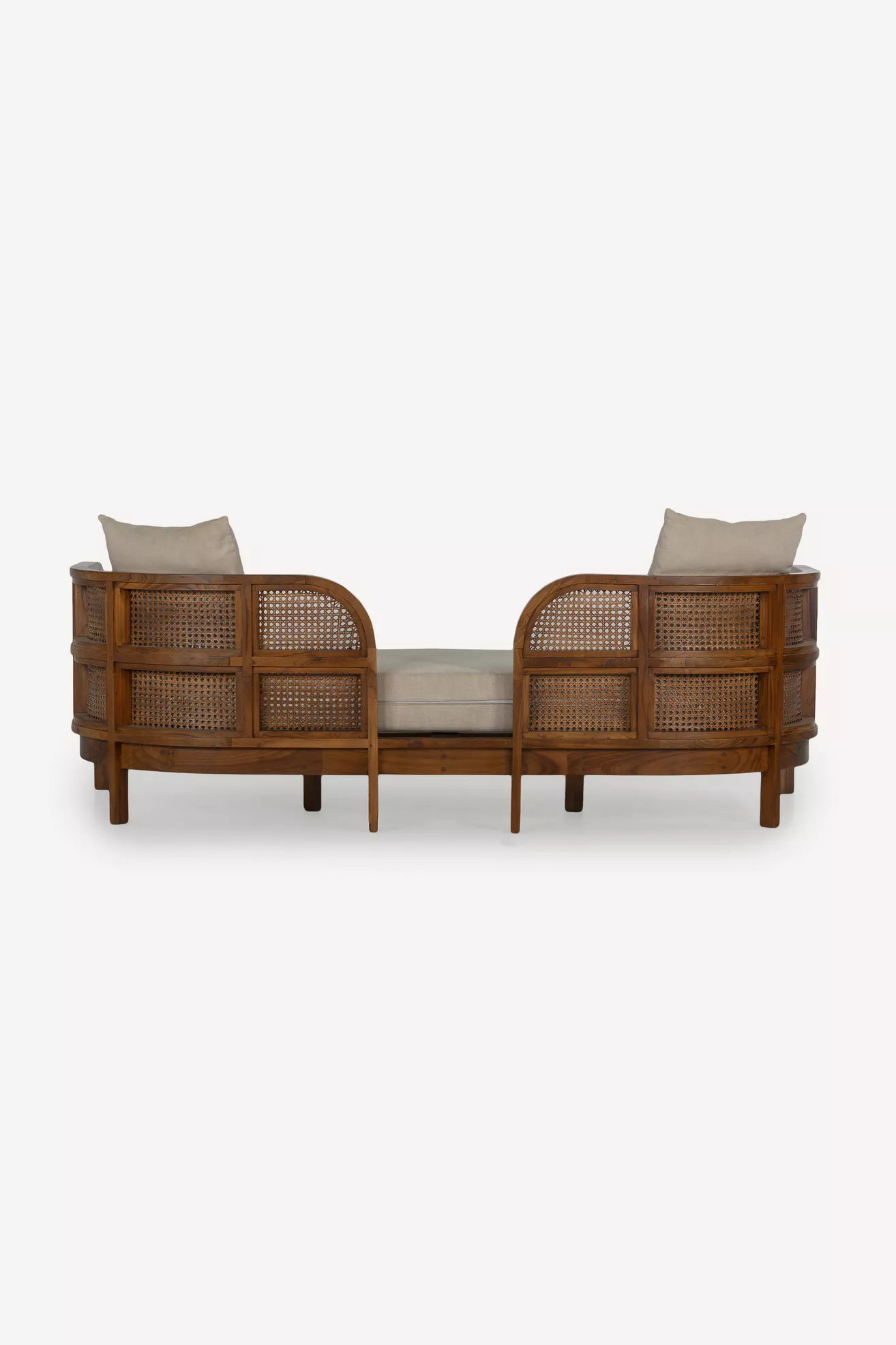 Front view of Nest 82" Linen Daybed with cushions