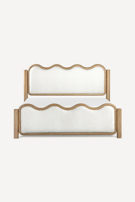 Anthropologie Swirl Bouclé Bed In Beige