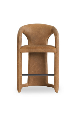 Anthropologie Archie Distressed Leather Counter Stool