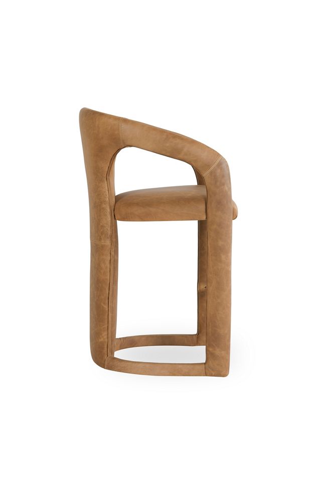 Archie Distressed Leather Counter Stool #2