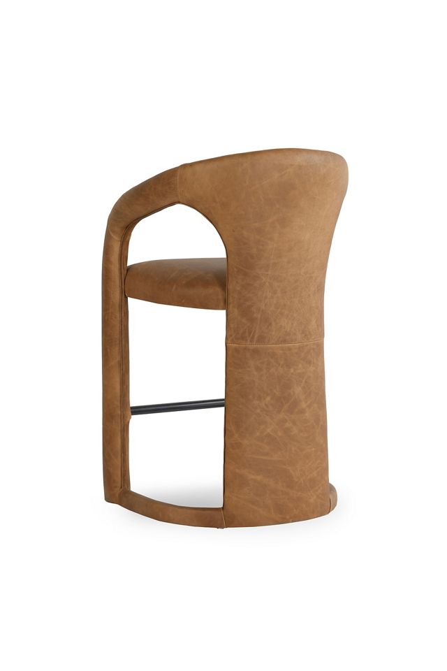 Archie Distressed Leather Counter Stool #3