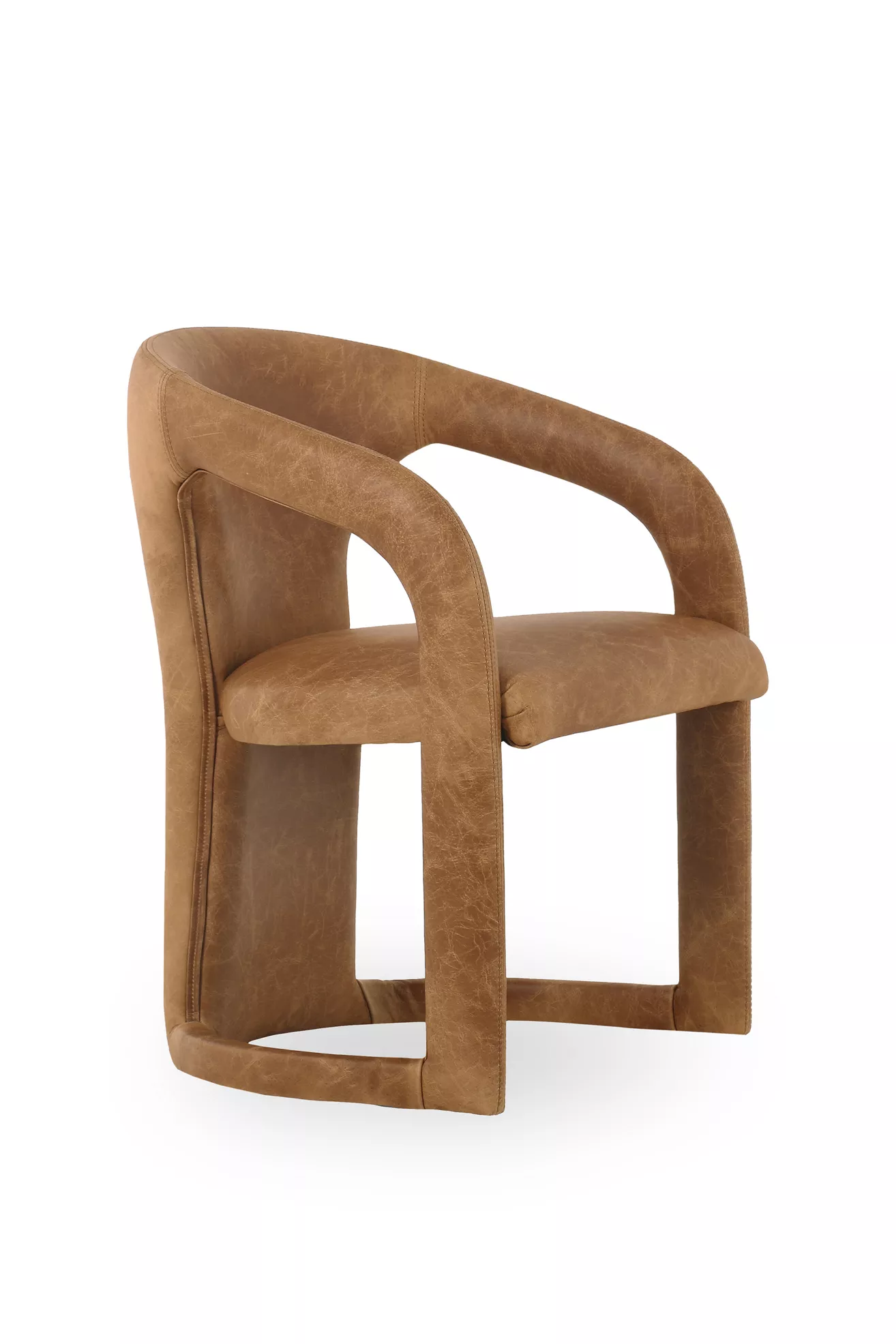 Archie Distressed Leather Dining Chair - thumbnail 2