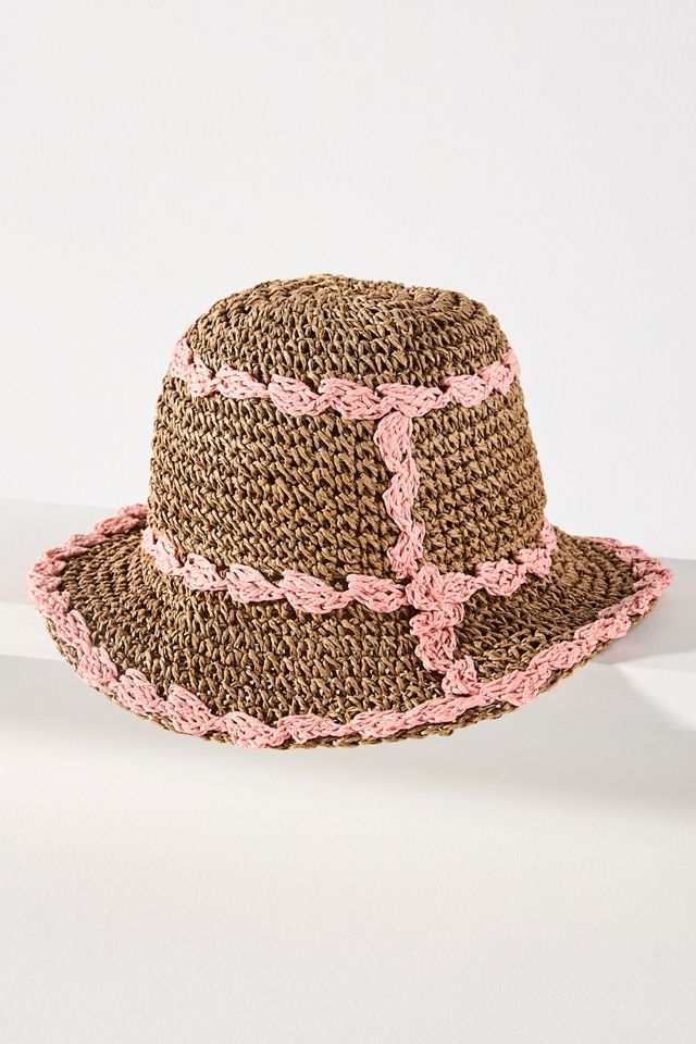 By Anthropologie Straw Piped Bucket Hat #2