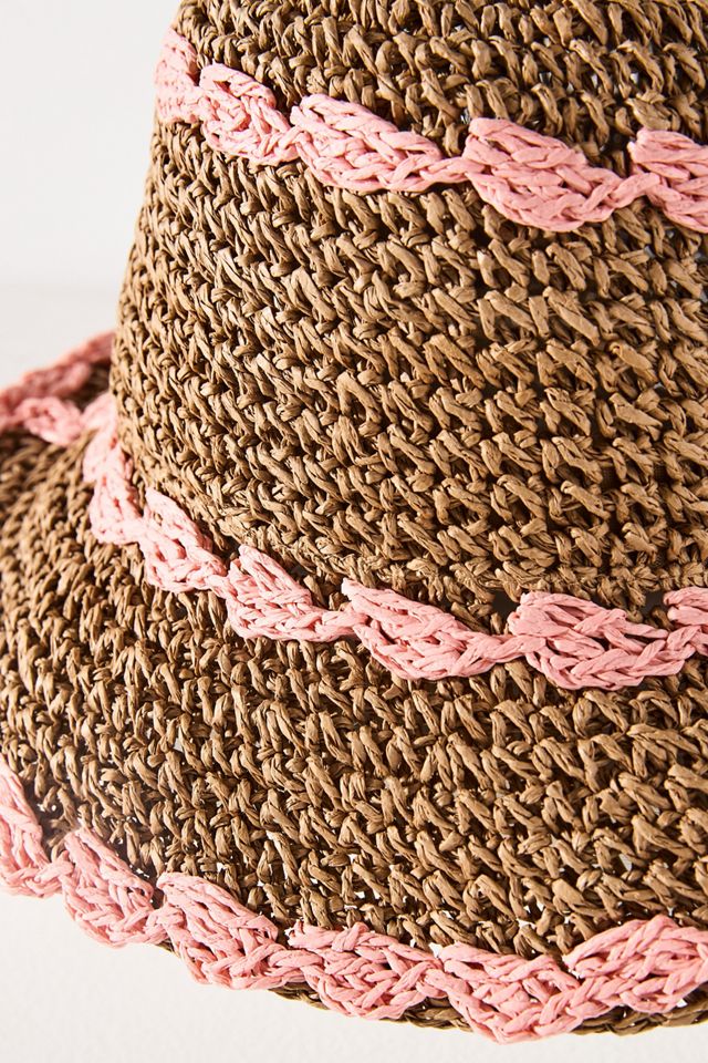 By Anthropologie Straw Piped Bucket Hat #3