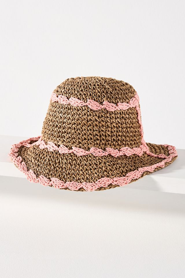 By Anthropologie Straw Piped Bucket Hat #1