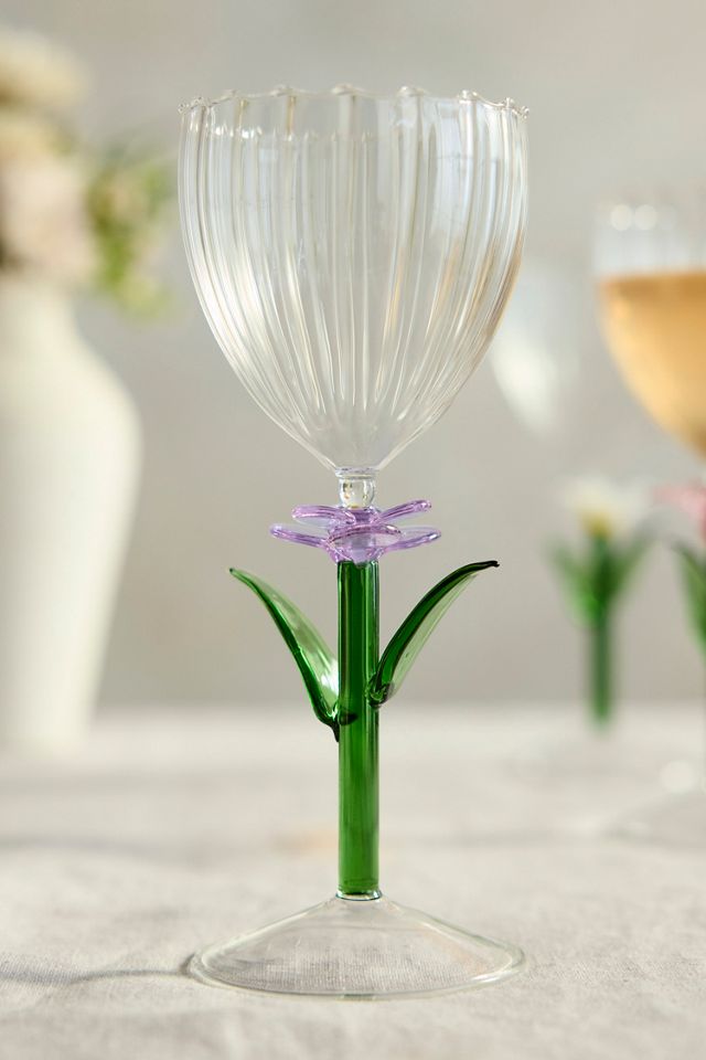 Floral Stem Wine Glass #1