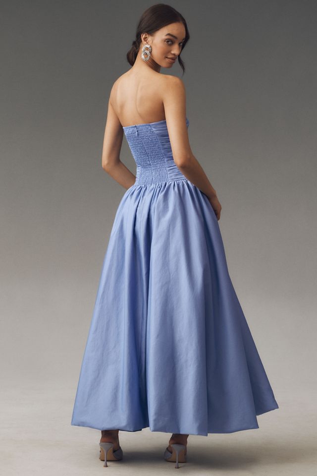 Mare Mare Briana Strapless Drop-Waist Bubble-Hem Midi Dress