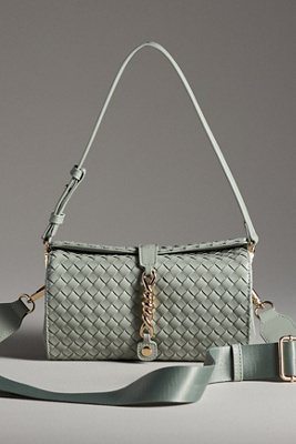 By Anthropologie Woven Divided Shoulder Bag In Green