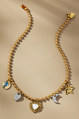 Shop Notte Jewelry Amore Mio Charm Necklace In Multicolor