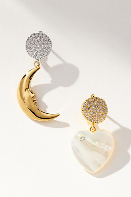 Notte Jewelry Moonlight Lovers Mismatched Drop Earrings