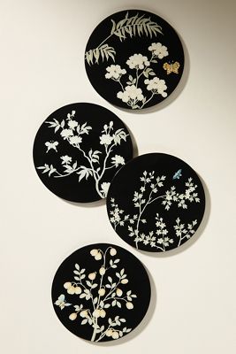 Addison Ross Chinoiserie Lacquered Coasters, Set of 4