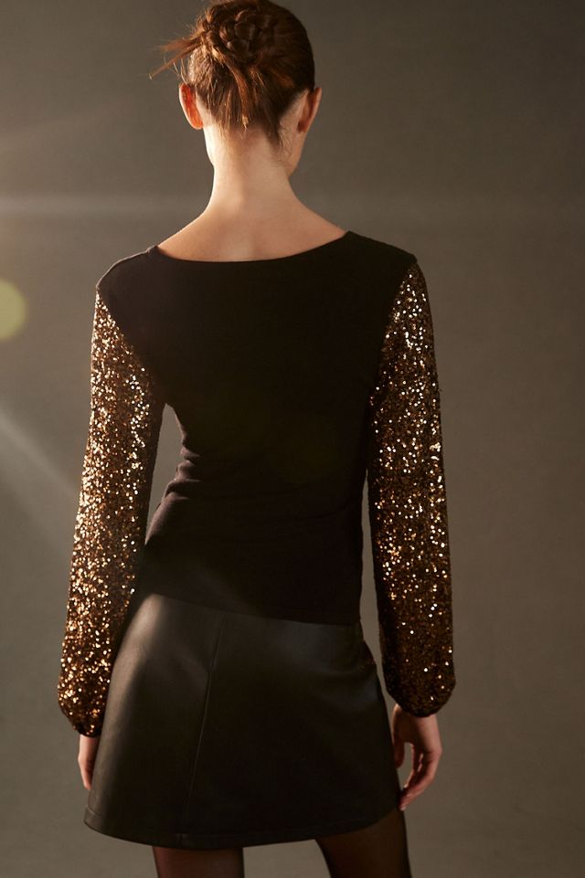 Bl-nk Sequin-Sleeve Sweater #1