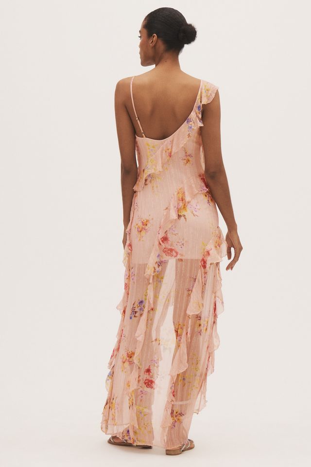 BHLDN Rae Asymmetric Ruffle Printed Chiffon Maxi Dress #2