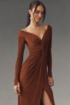 Katie May Hailey Twist-Front Long-Sleeve Maxi Dress