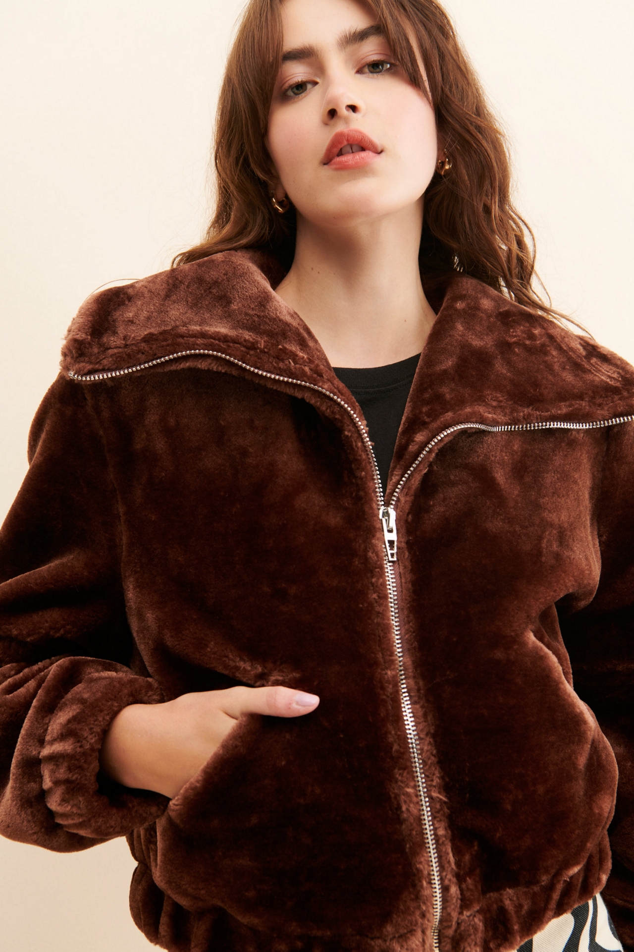 [BLANKNYC] Self Care Faux Fur Bomber