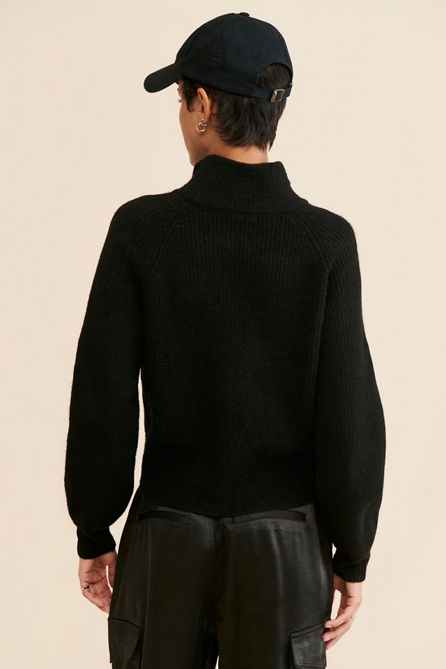 Flat White Mixed Media Zip-Up Sweater #1