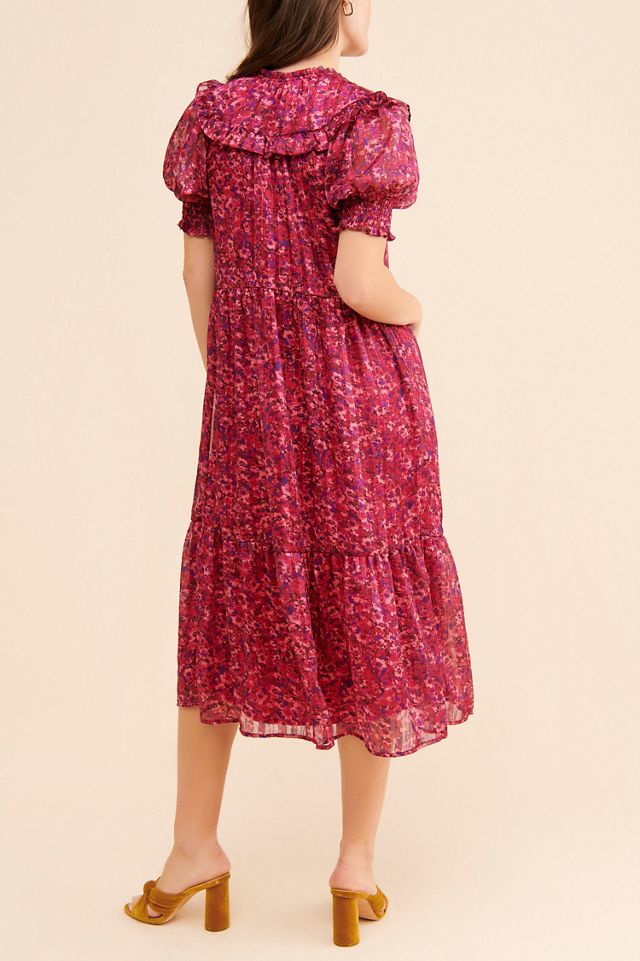 Du Paradis Ruffle Shoulder Midi Dress #1