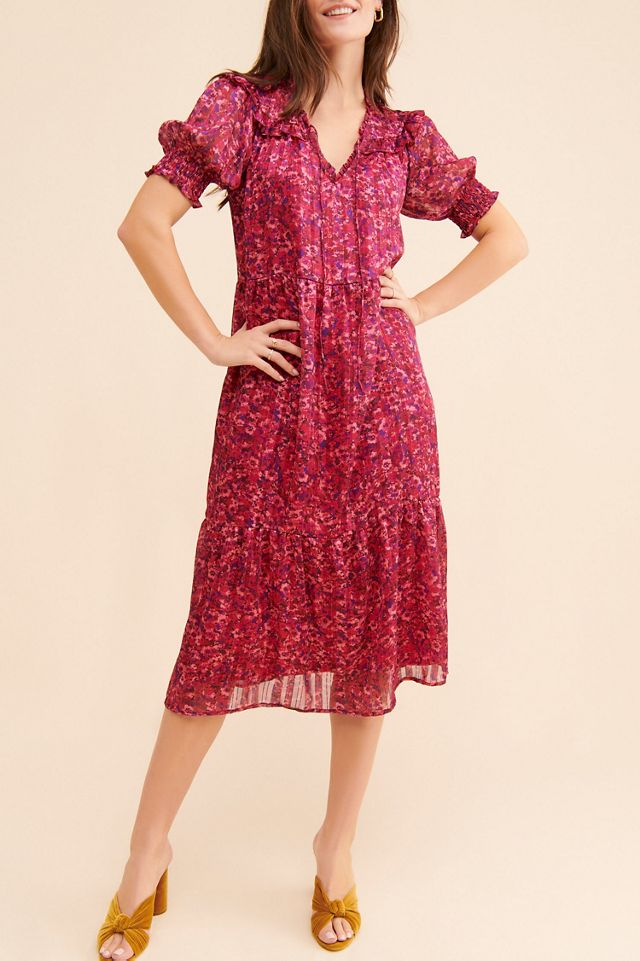 Du Paradis Ruffle Shoulder Midi Dress #3