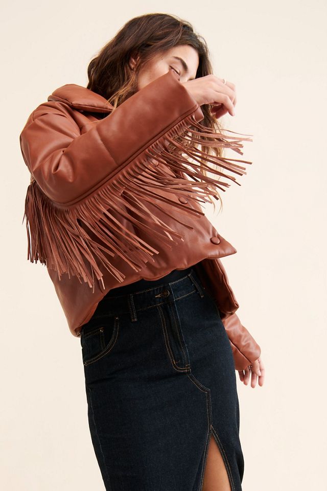 BLANKNYC] Womens Vegan Leather And Denim Mini Skirt