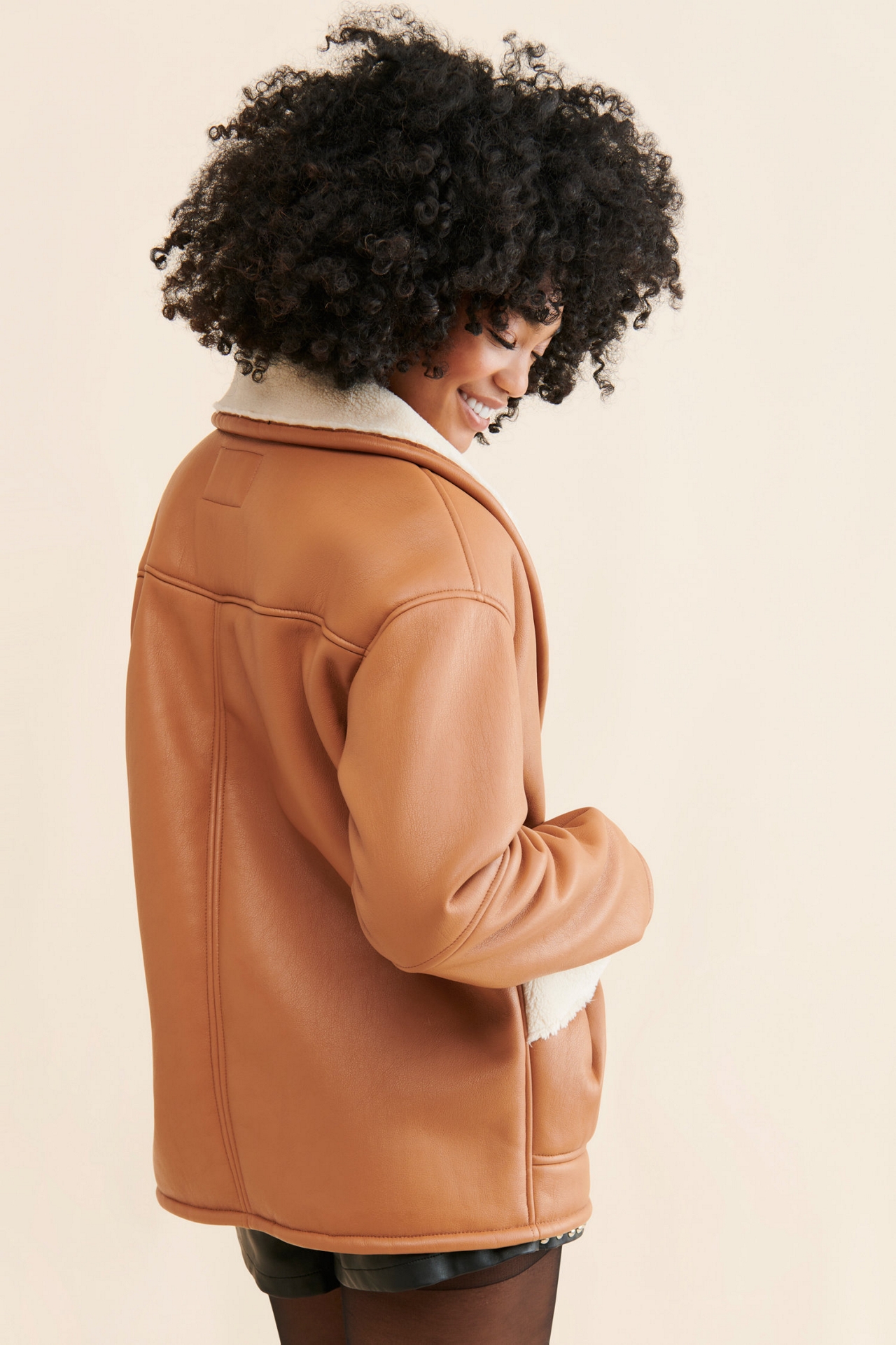 Nuuly x [BLANKNYC] Vegan Leather Sherpa Lined Coat