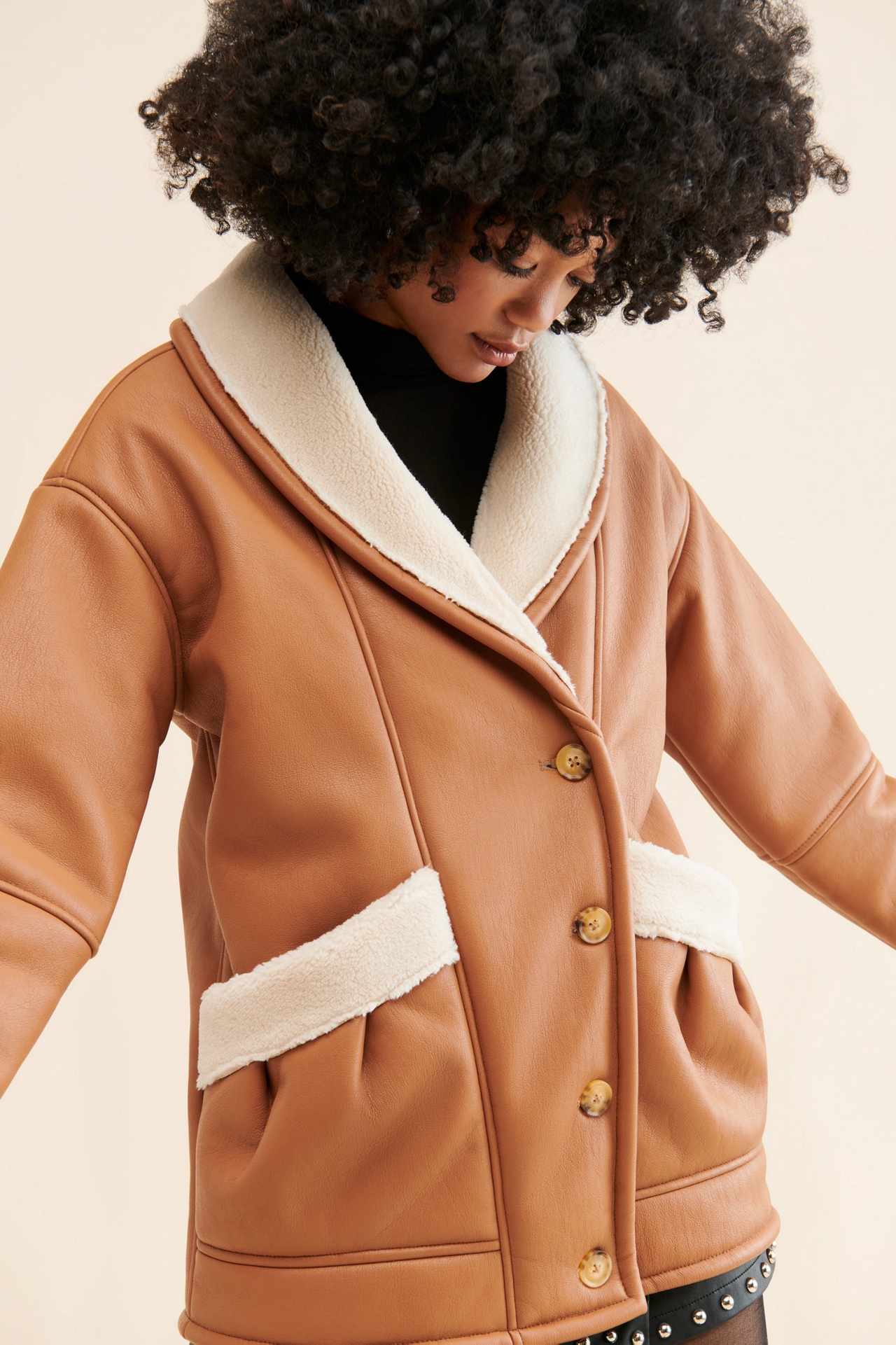 Nuuly x [BLANKNYC] Vegan Leather Sherpa Lined Coat